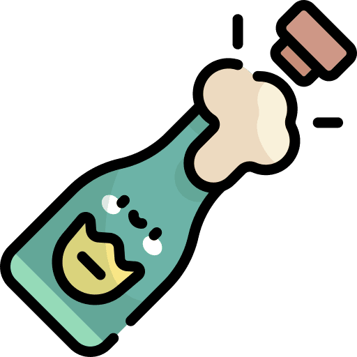 Champagne birthday and party champagne alcohol icon