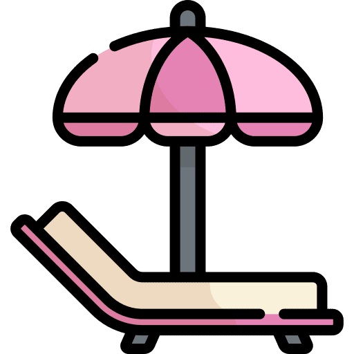 Sunbed sun umbrella beach summer icon