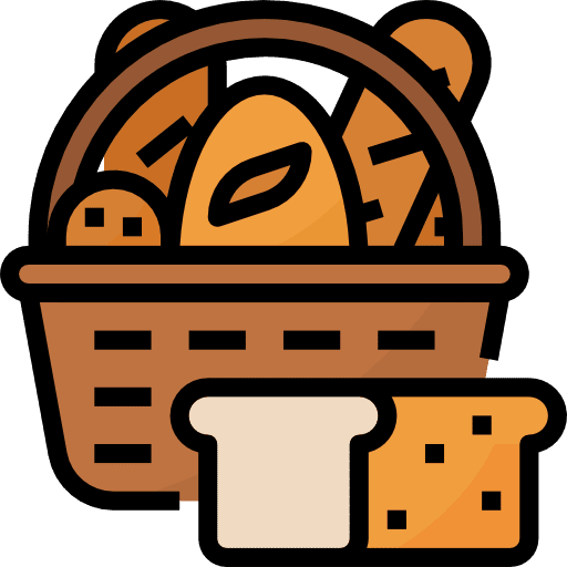 Bakery food and restaurant basket food icon