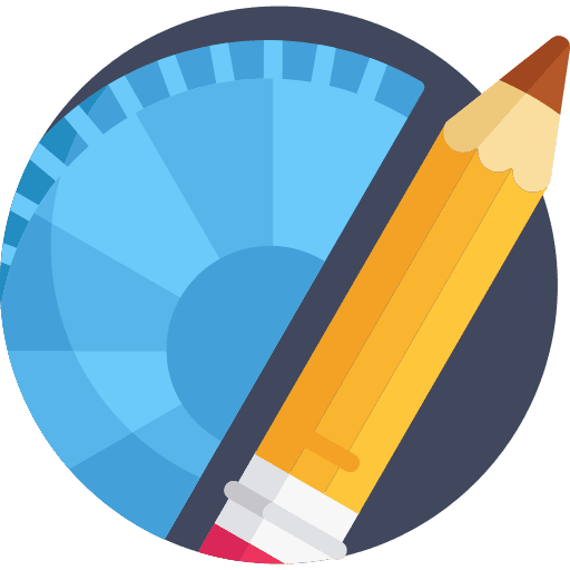 Protractor pencil school material edit tools icon