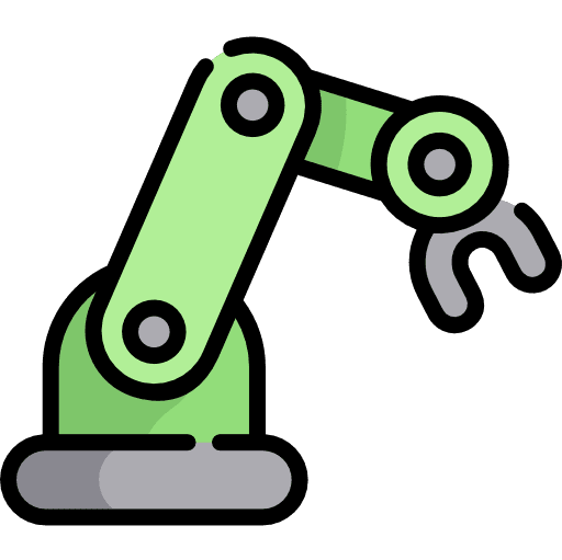 Robotic arm manipulator construction and tools robot icon