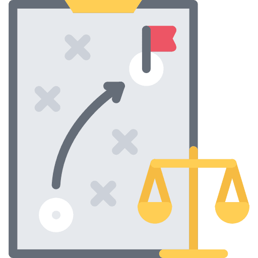 Court files and folders scales strategy icon