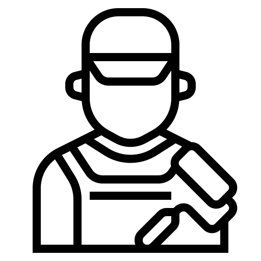 Painter stick man roller man icon