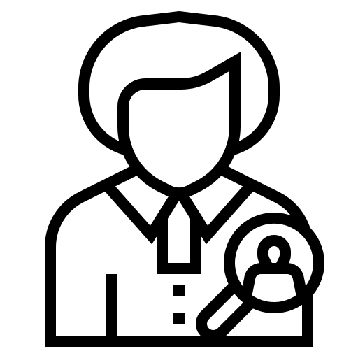 Human resources professions and jobs man loupe icon