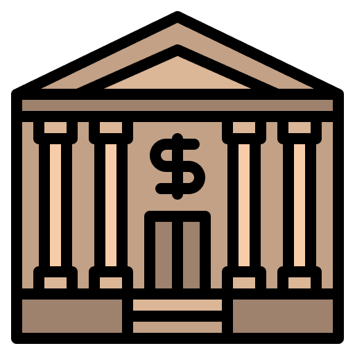 Bank buildings temple banking icon