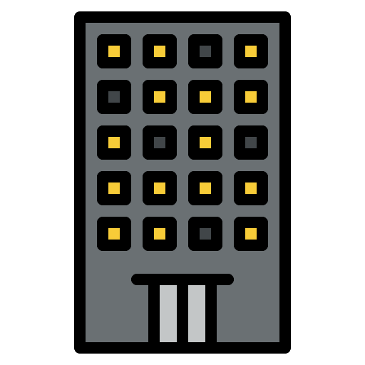 Condominium skyline buildings construction icon