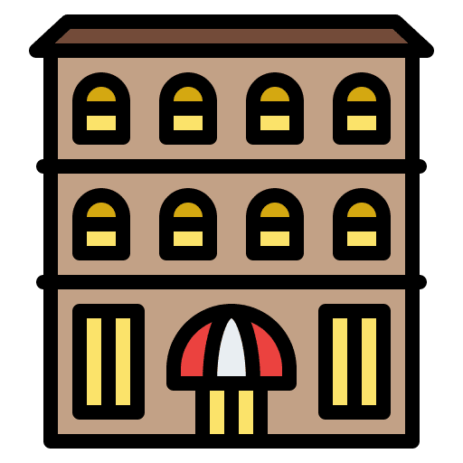 Hotel holidays vacations architecture and city icon