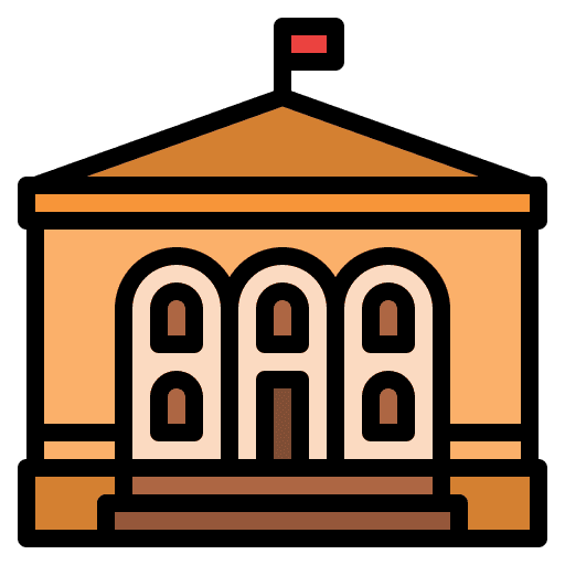 University architecture and city buildings school icon