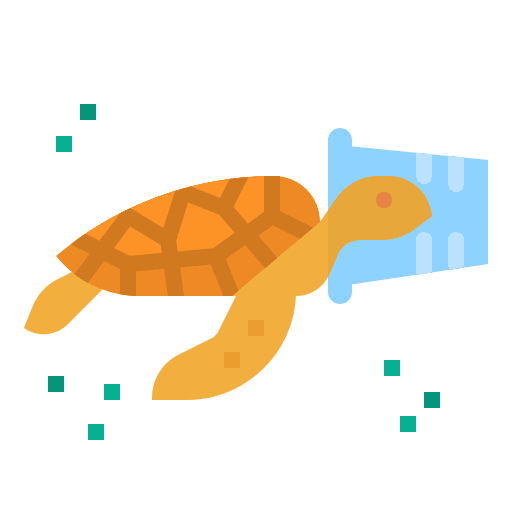 Turtle ecology and environment waste plastic icon