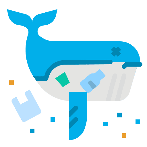 Whale ecology and environment whale garbage icon