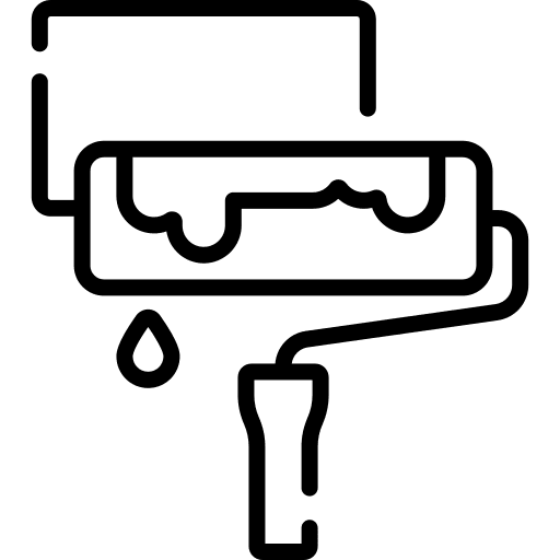 Renovation hobbies and free time house roller icon