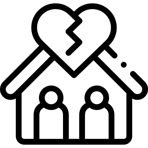 Broken house people family icon
