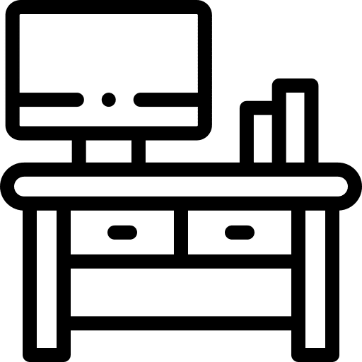 Workplace desk furniture and household house icon