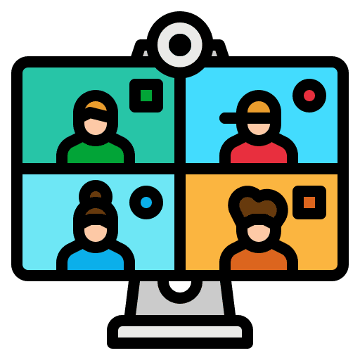 Videoconference communication online video icon