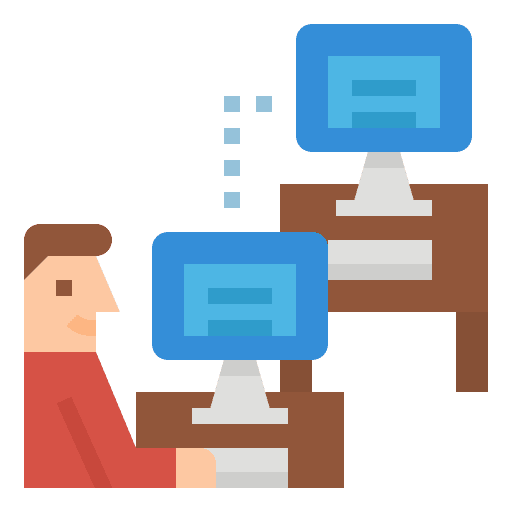 Remote working business people icon