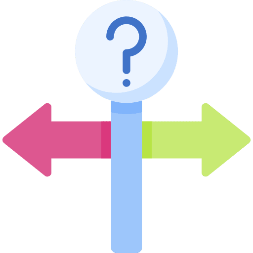 Decision making signaling road sign icon
