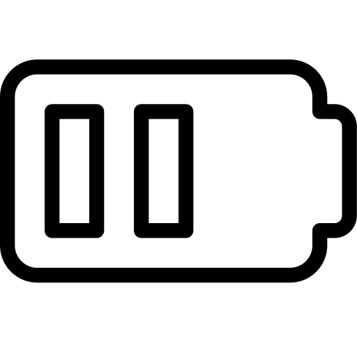 Half battery power communications medium icon
