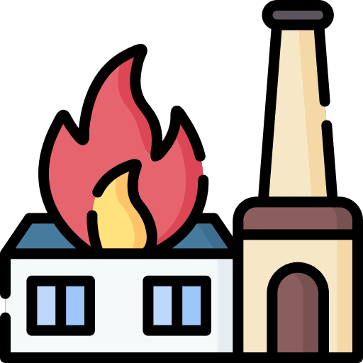 Fire industry factory building icon