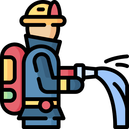 Fireman firefighter man fire hose icon