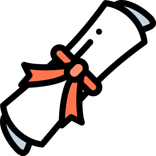 Certification contract degree diploma icon