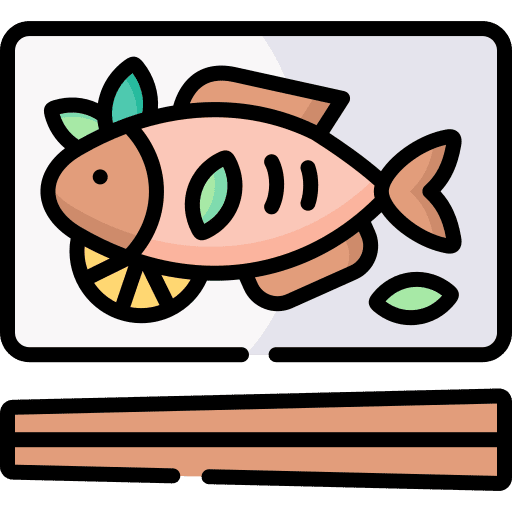 Steamed fish food and restaurant animal steamed fish icon