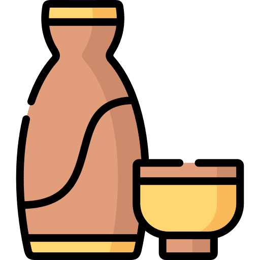Sake cup food and restaurant bottle icon