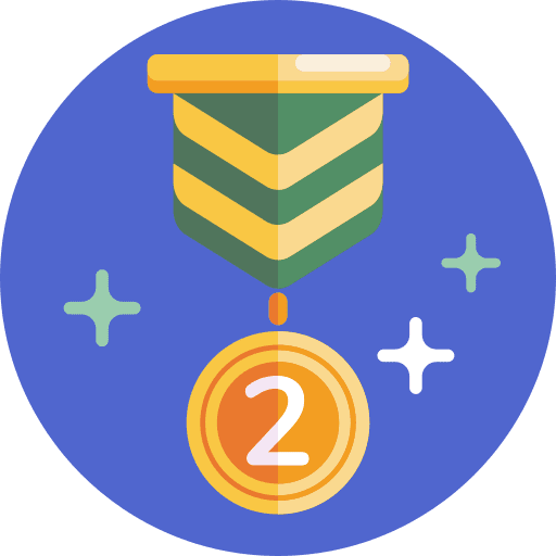 Number 2 recognition medal design icon
