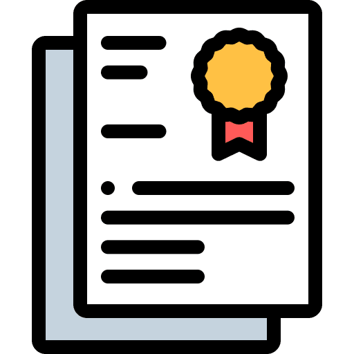 Certificate files and folders contract diploma icon