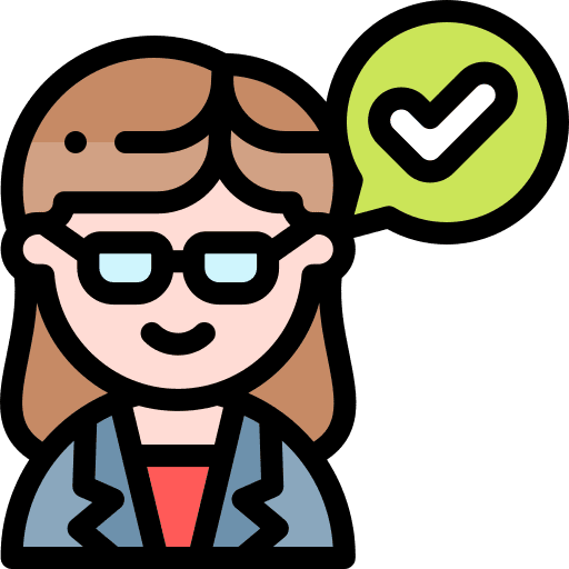 Teacher woman teacher happy client icon