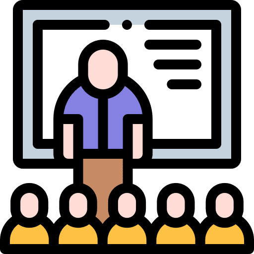 Classroom further education conference room students icon