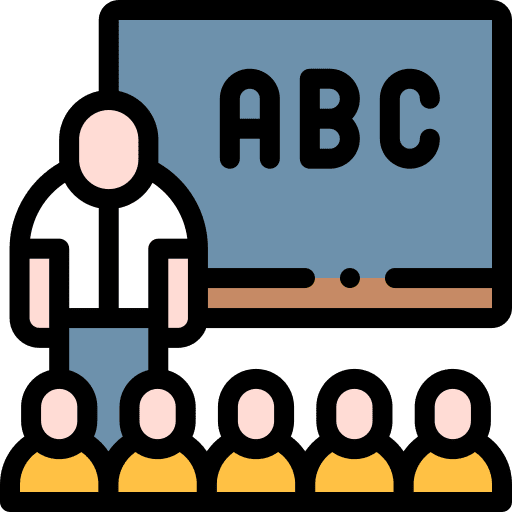 Classroom school students presentation icon
