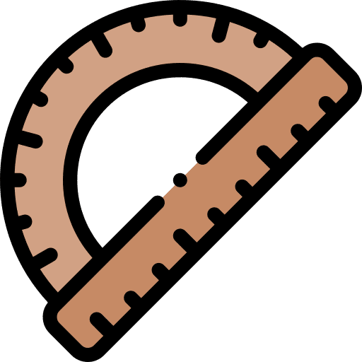 Protractor ruler technical drawing utensil icon