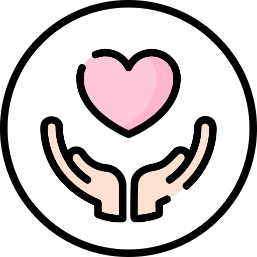Solidarity heart hands and gestures donation icon