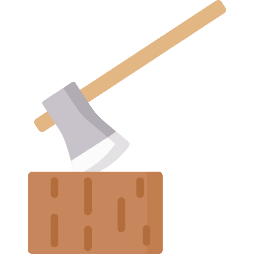 Axe chopping woodcutter construction and tools icon