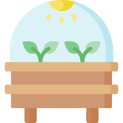 Greenhouse farming and gardening heat plant icon