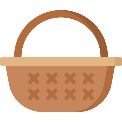 Basket woven farming and gardening picnic icon