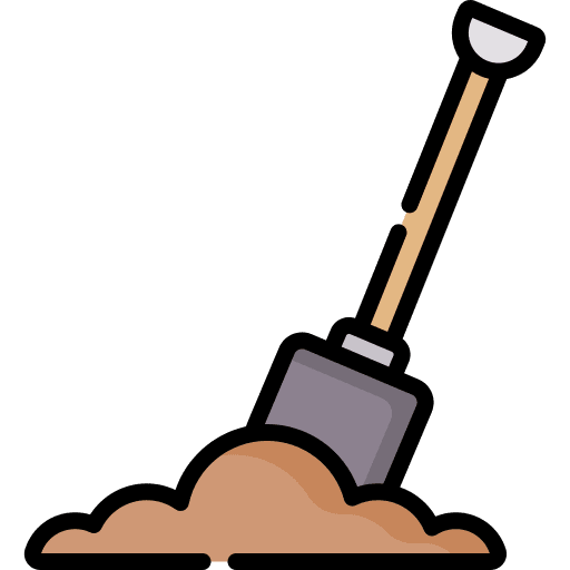 Shovel farming and gardening dig ground icon