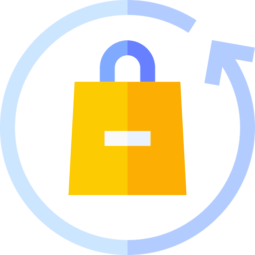 Refund return on investment arrows shopping bag icon