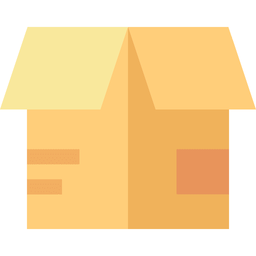 Open box shipping and delivery cardboard box package icon