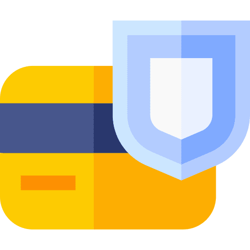 Secure payment shield debit card credit card icon