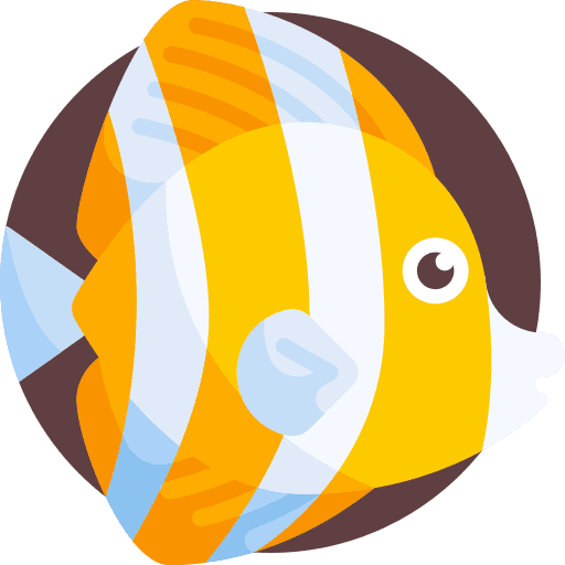 Fish striped marine sea life icon