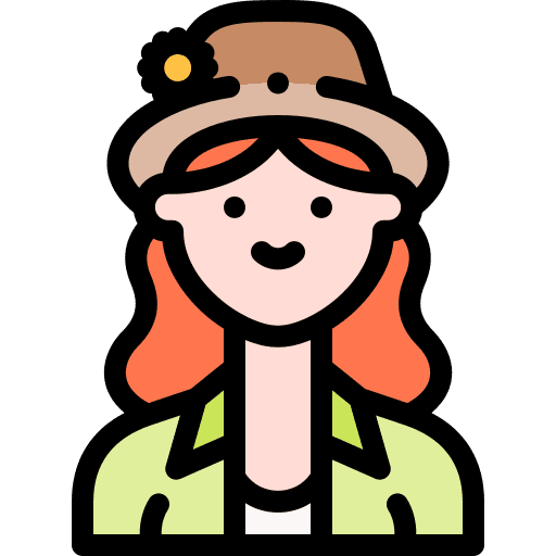 Woman flower hat redhead icon
