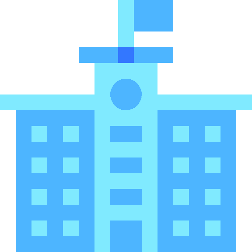 School buildings architecture and city school icon