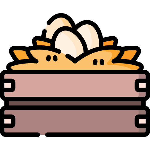 Eggs hen farming and gardening box icon