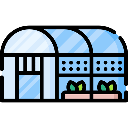 Greenhouse plants cultivation farming and gardening icon