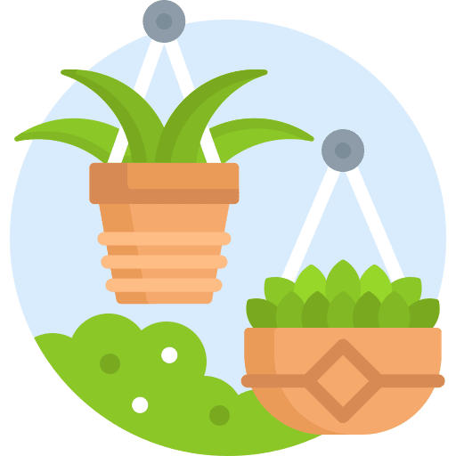 Hanging pot gardening hanging pot botanical icon