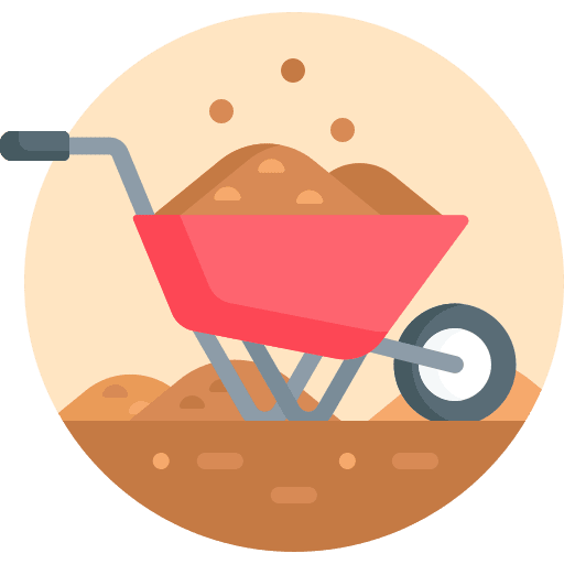 Wheelbarrow plant soil farming icon