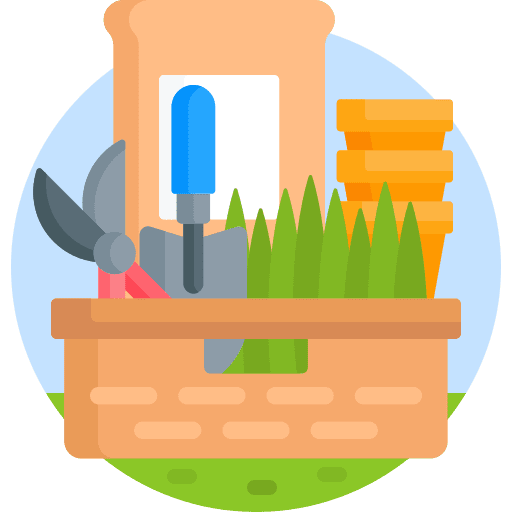 Basket basket scissors fertilizer icon