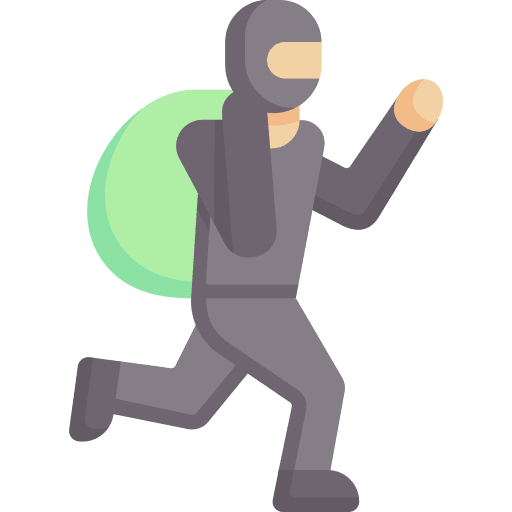 Thief bad person money bag robbery icon