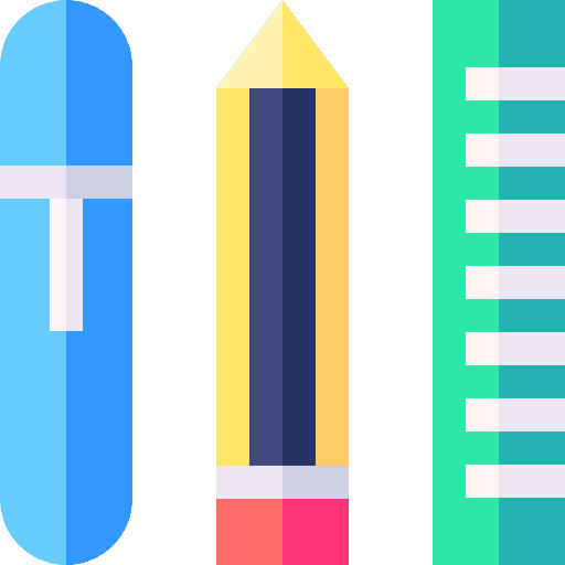 Stationery pen ruler pencil icon